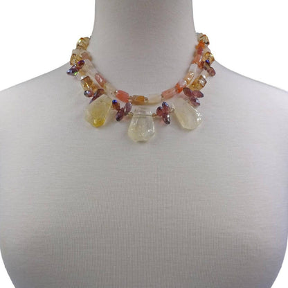 Citrine Necklace featuring light brown Red Agate and Freshwater Pearls in a bold, chunky statement design. This handmade pastel crystal stone necklace for women blends warm, earthy tones with radiant energy, perfect for elevating any outfit. Ideal for spiritual balance, confidence, and style, it’s a unique gift for her that celebrates natural beauty and healing. A striking piece of jewelry for special occasions, everyday wear, or as a thoughtful, one-of-a-kind present.