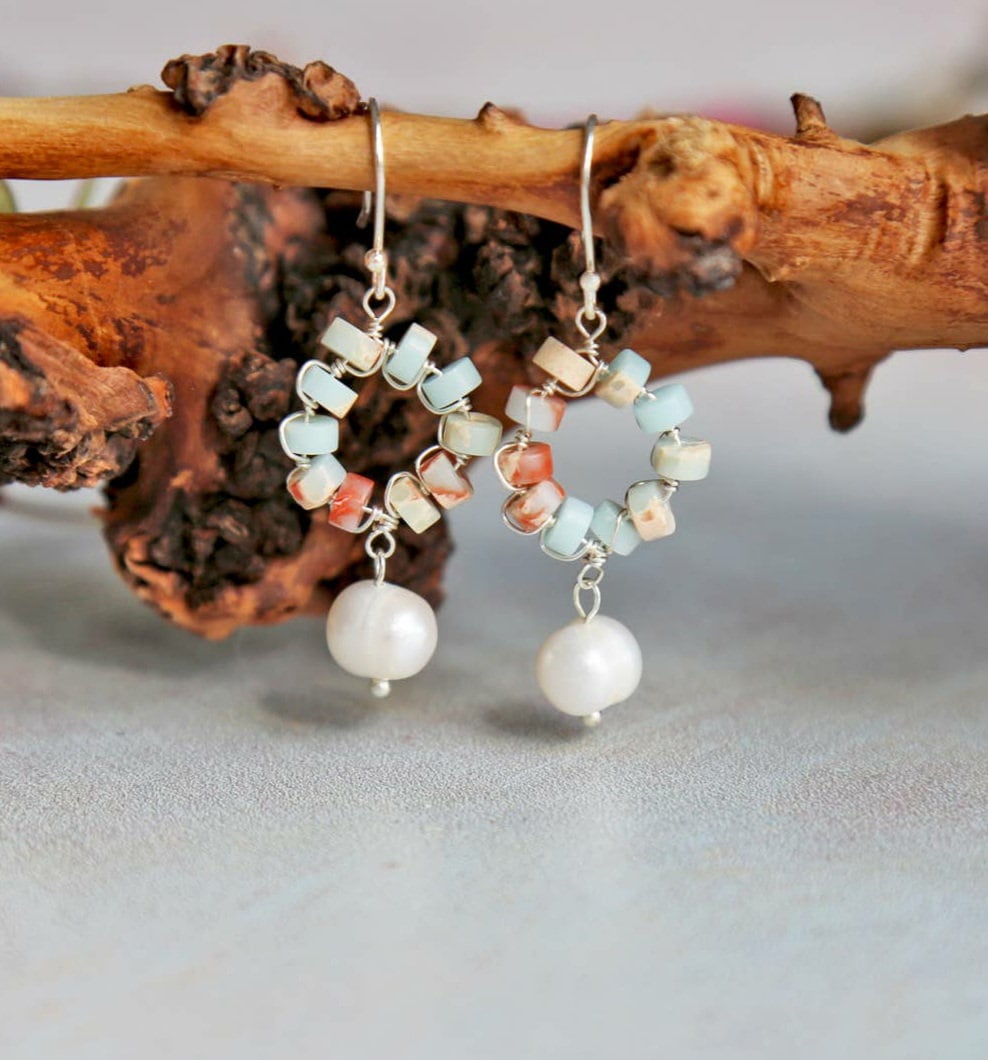 Cultured Pearl Sterling Silver Earrings featuring elegant handmade beadwork, perfect for women who appreciate timeless, sophisticated jewelry. These delicate earrings combine the classic beauty of lustrous pearls with sterling silver craftsmanship, making them an ideal bridesmaid gift or elegant wedding accessory. Lightweight and refined, they add a graceful touch to any bridal or formal outfit, blending artisanal artistry with enduring style for special occasions or everyday elegance.