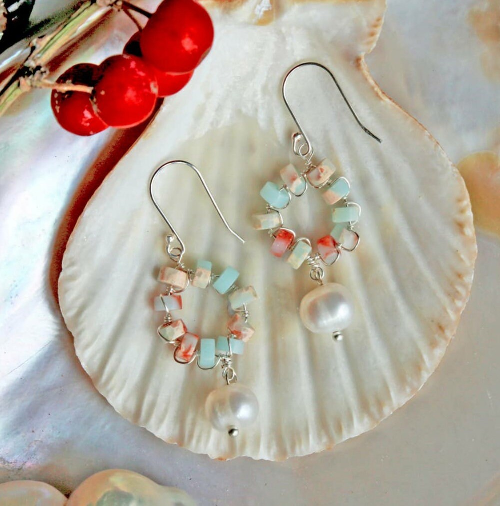 Cultured Pearl Sterling Silver Earrings featuring elegant handmade beadwork, perfect for women who appreciate timeless, sophisticated jewelry. These delicate earrings combine the classic beauty of lustrous pearls with sterling silver craftsmanship, making them an ideal bridesmaid gift or elegant wedding accessory. Lightweight and refined, they add a graceful touch to any bridal or formal outfit, blending artisanal artistry with enduring style for special occasions or everyday elegance.