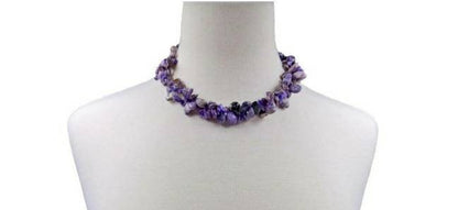 Chunky Raw Amethyst and Delicate Charoite Nugget Necklace, a handmade short choker-style statement piece for women who love bold, natural crystal jewelry. Featuring rich purple tones and unique textures, this necklace blends raw elegance with boho charm—ideal for events, special occasions, or everyday standout style. A one-of-a-kind accessory that highlights spiritual energy and creative expression, perfect as a meaningful gift or personal treasure.