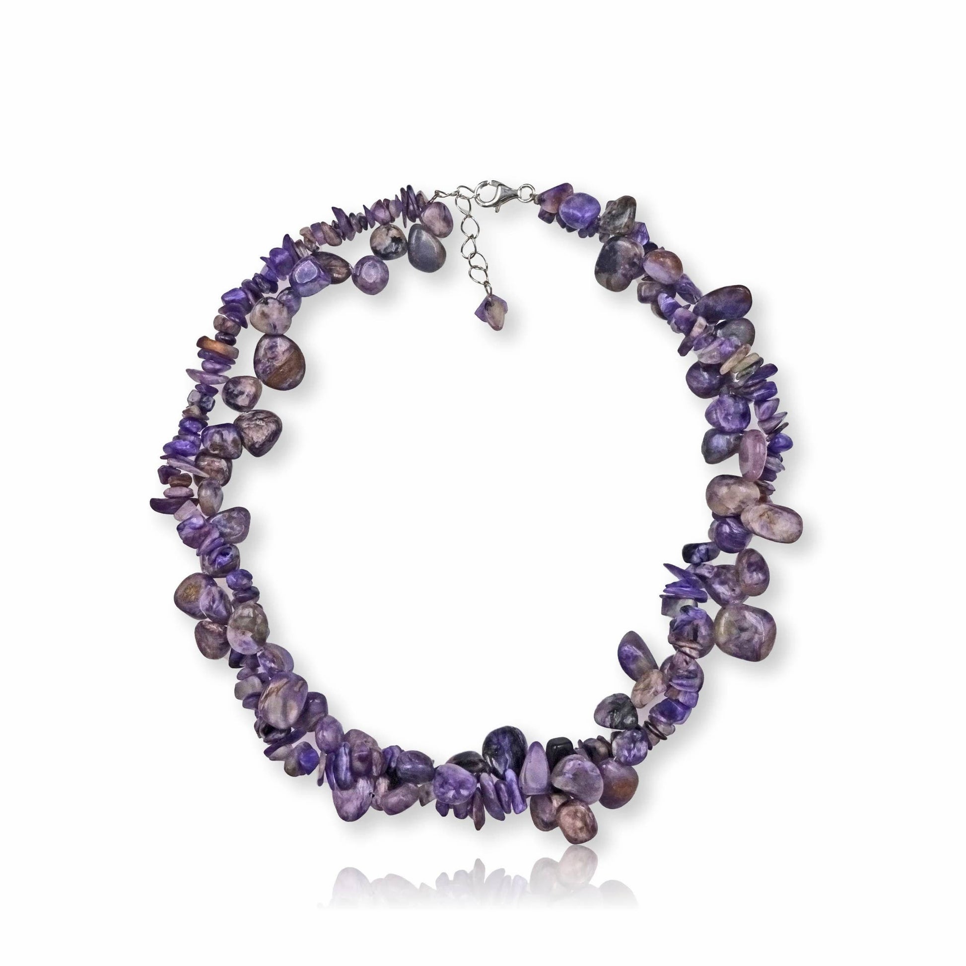 Chunky Raw Amethyst and Delicate Charoite Nugget Necklace, a handmade short choker-style statement piece for women who love bold, natural crystal jewelry. Featuring rich purple tones and unique textures, this necklace blends raw elegance with boho charm—ideal for events, special occasions, or everyday standout style. A one-of-a-kind accessory that highlights spiritual energy and creative expression, perfect as a meaningful gift or personal treasure.