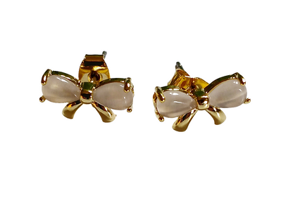 Gold-plated ribbon bow stud earrings featuring a delicate bow design with a polished, elegant finish for a feminine and timeless look. These lightweight stud earrings are perfect for everyday wear or special occasions, adding a subtle touch of charm and sparkle to any outfit. A thoughtful jewelry gift for women, teens, or bridesmaids, ideal for birthdays, holidays, weddings, or stylish minimal accessories lovers.