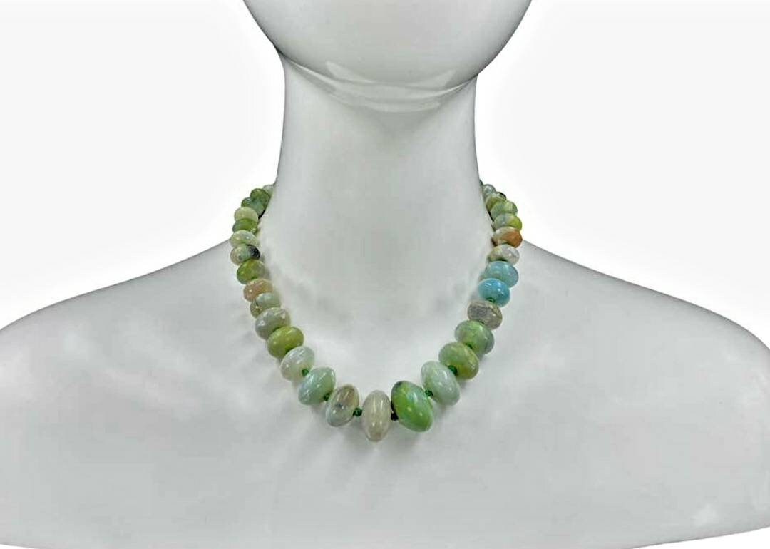 Green Agate Handmade Beaded Necklace featuring polished natural stone beads in rich green hues, perfect for women who love crystal jewelry with meaning and elegance. This handcrafted necklace makes a thoughtful wedding gift or a special present for her, blending earthy charm with timeless beauty. Ideal for both everyday wear and formal occasions, it showcases the grounding energy of agate in a unique, artisan design that celebrates nature, healing, and personal style.
