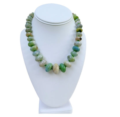 Green Agate Handmade Beaded Necklace featuring polished natural stone beads in rich green hues, perfect for women who love crystal jewelry with meaning and elegance. This handcrafted necklace makes a thoughtful wedding gift or a special present for her, blending earthy charm with timeless beauty. Ideal for both everyday wear and formal occasions, it showcases the grounding energy of agate in a unique, artisan design that celebrates nature, healing, and personal style.