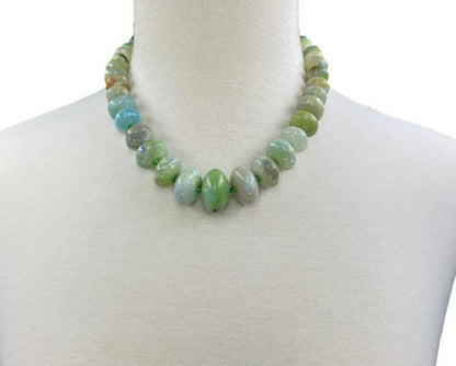 Green Agate Handmade Beaded Necklace featuring polished natural stone beads in rich green hues, perfect for women who love crystal jewelry with meaning and elegance. This handcrafted necklace makes a thoughtful wedding gift or a special present for her, blending earthy charm with timeless beauty. Ideal for both everyday wear and formal occasions, it showcases the grounding energy of agate in a unique, artisan design that celebrates nature, healing, and personal style.