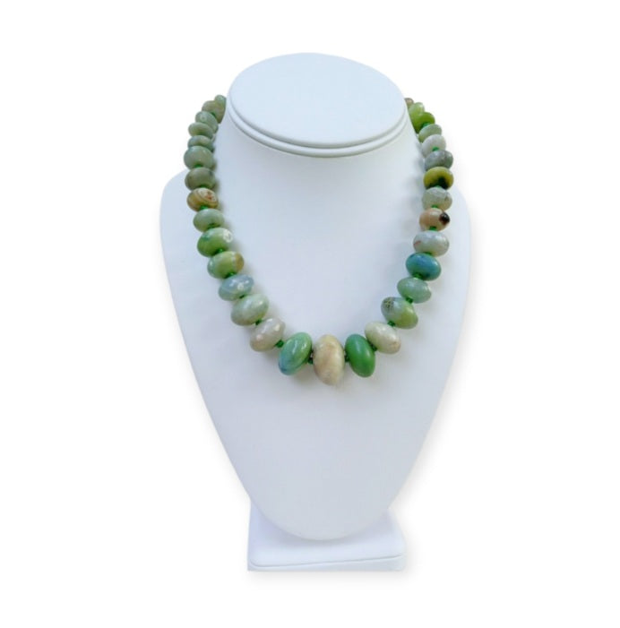 Green Agate Handmade Beaded Necklace featuring polished natural stone beads in rich green hues, perfect for women who love crystal jewelry with meaning and elegance. This handcrafted necklace makes a thoughtful wedding gift or a special present for her, blending earthy charm with timeless beauty. Ideal for both everyday wear and formal occasions, it showcases the grounding energy of agate in a unique, artisan design that celebrates nature, healing, and personal style.