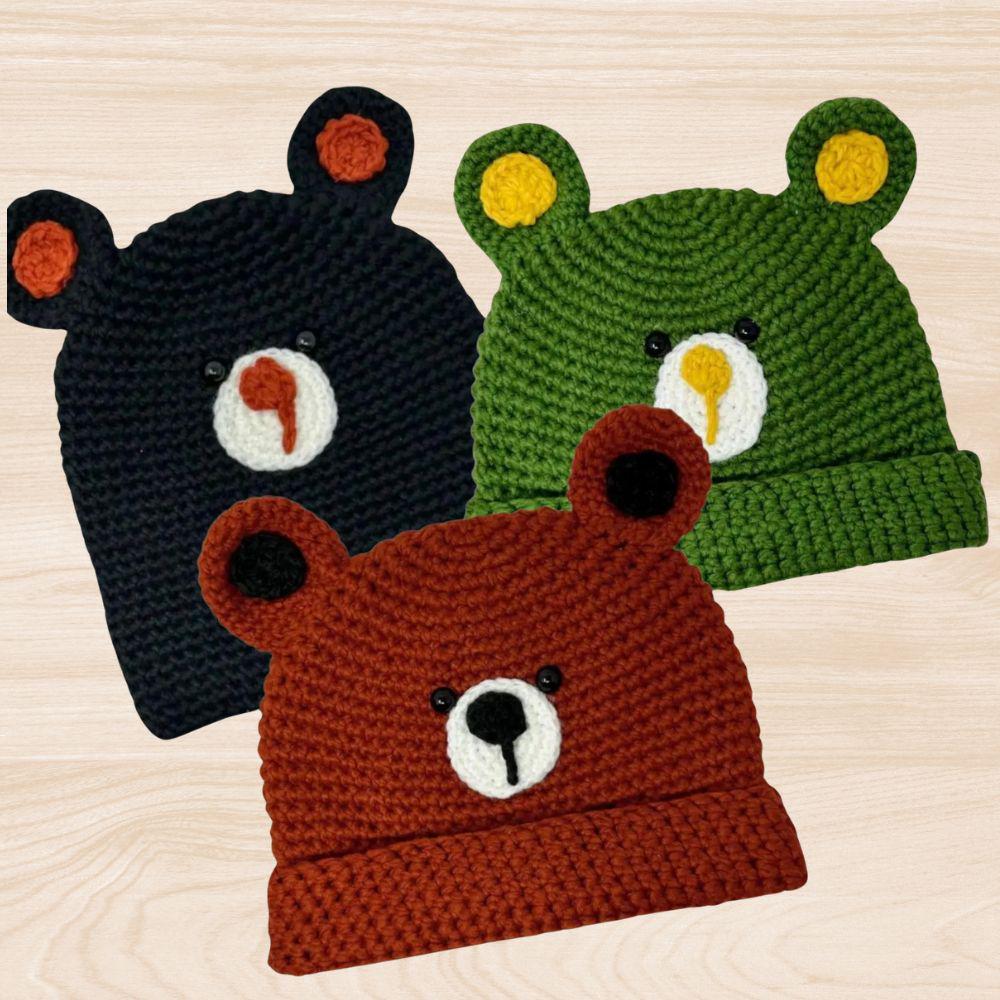 Handmade honey bear crochet hat designed for kids and adults, offering cozy warmth for fall, winter, and spring. This fun unisex beanie features adorable bear ears and a soft, comfortable fit, making it a charming accessory for all ages. Perfect as a thoughtful gift, it blends playful style with handmade quality. Ideal for everyday wear or special occasions, this crochet hat adds a touch of whimsy and warmth to any cool-weather outfit.