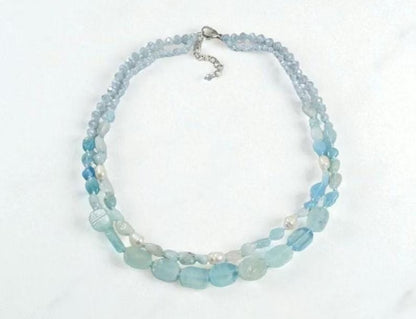 Aquamarine and Freshwater Pearl Necklace
