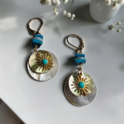 Handmade Turquoise Mother of Pearl Earrings