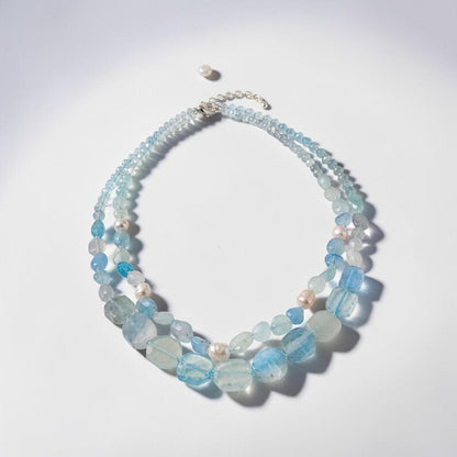 Aquamarine and Freshwater Pearl Necklace