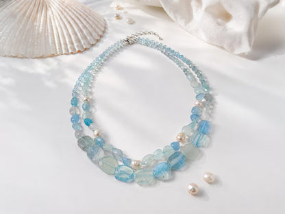 Aquamarine and Freshwater Pearl Necklace