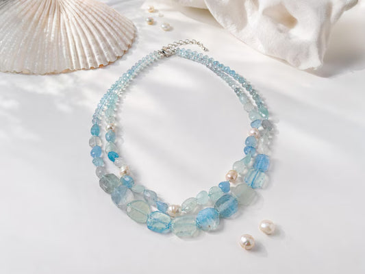 Aquamarine and Freshwater Pearl Necklace