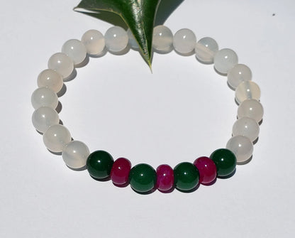 Natural White Opal and Jade Beaded Bracelet featuring 8mm stretch beads crafted for women who appreciate elegant, handmade jewelry. This lucky charm bracelet combines shimmering white opal with soothing jade stones, symbolizing balance, protection, and positive energy. Perfect gift for her on birthdays, anniversaries, or special occasions. A beautiful, versatile accessory that blends spiritual healing with stylish, artisanal craftsmanship.