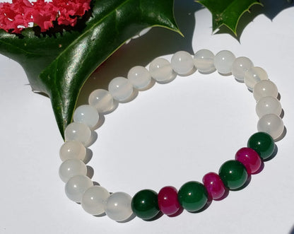 Natural White Opal and Jade Beaded Bracelet featuring 8mm stretch beads crafted for women who appreciate elegant, handmade jewelry. This lucky charm bracelet combines shimmering white opal with soothing jade stones, symbolizing balance, protection, and positive energy. Perfect gift for her on birthdays, anniversaries, or special occasions. A beautiful, versatile accessory that blends spiritual healing with stylish, artisanal craftsmanship.