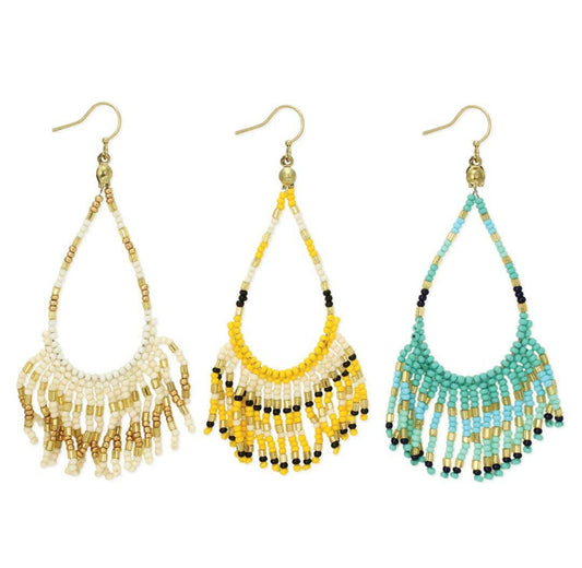 Multi Colored Turquoise Fringe Earrings