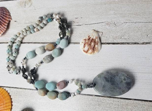 Aquamarine and  Labradorite Necklace