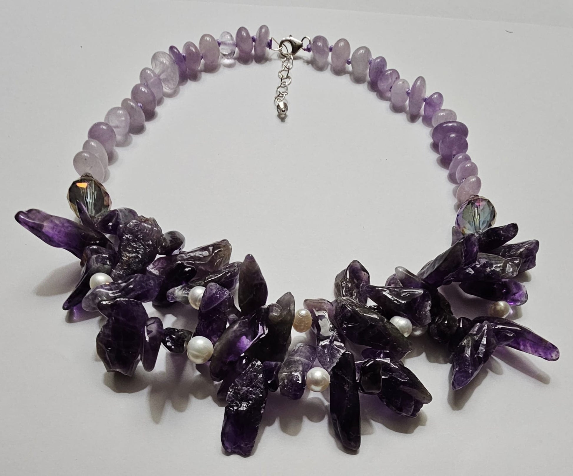 Amethyst and Crystal Gemstone Necklace