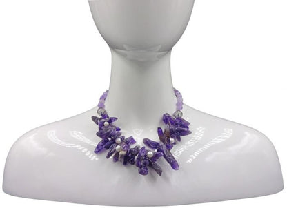Amethyst and Crystal Gemstone Necklace