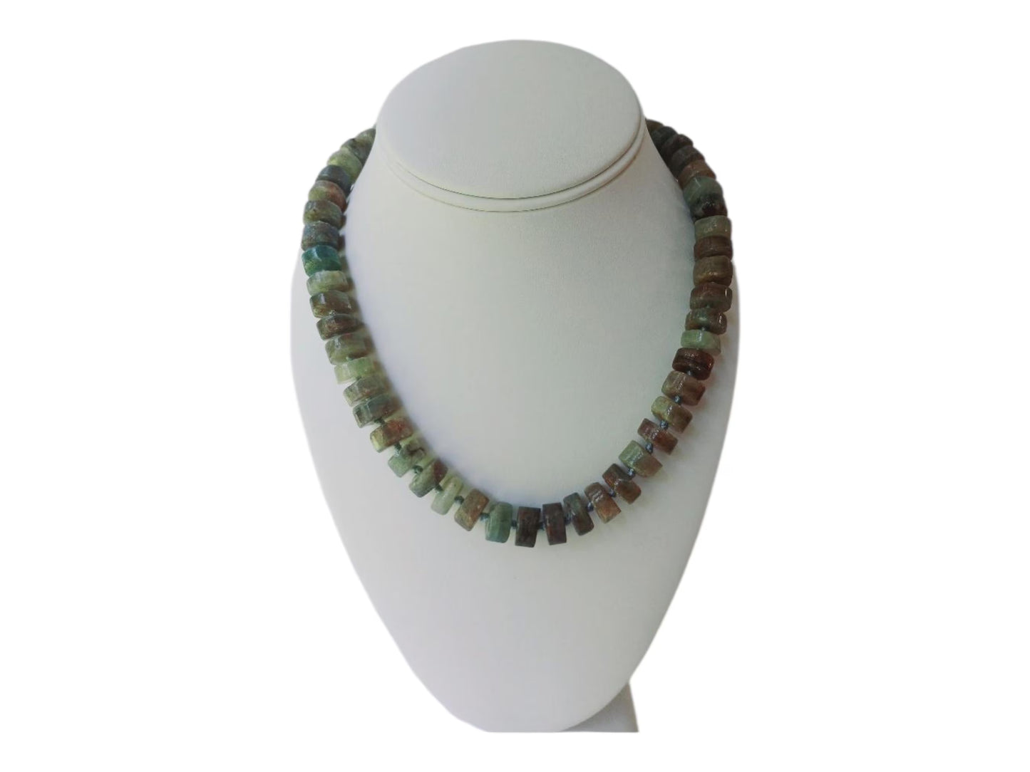 Green Emerald Gemstone Necklace featuring vibrant emerald and deep blue kyanite beads, handcrafted into a boho-inspired design with sterling silver accents. This elegant handmade necklace is perfect for women who appreciate unique, natural gemstone jewelry. Ideal gift for moms or special occasions, blending timeless style with spiritual energy. A stunning piece that complements both casual and formal looks, highlighting artisanal craftsmanship and meaningful stones.