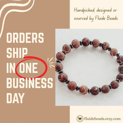 Tibetan Agate & Hematite Healing Bracelet
