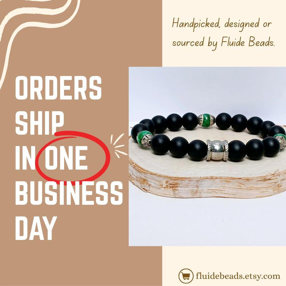 Natural Jade and Black Onyx Bracelet handcrafted as a men’s lucky charm and protection armband. This healing jewelry piece combines smooth jade and powerful black onyx stones, designed for strength, balance, and spiritual protection. Perfect handmade gift for him, ideal for birthdays, anniversaries, or wellness gifts. Stylish and meaningful, this men’s stretch bracelet blends natural energy with everyday wearable craftsmanship.