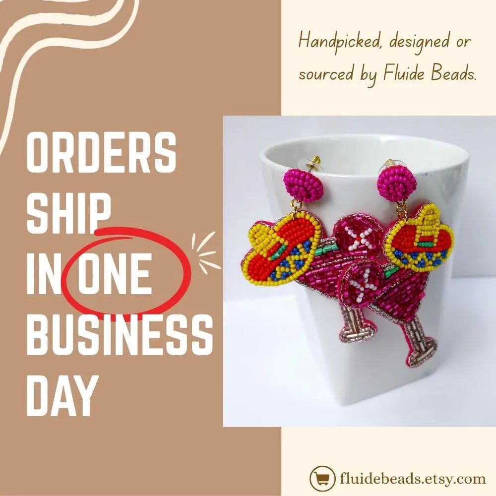 Pink Margarita Beaded Dangle Earrings shaped like festive sombreros, featuring bright yellow beads and playful, bold design. These handmade novelty statement earrings are perfect for costume parties, themed events, or adding a fun pop of color to any outfit. Lightweight and eye-catching, they make a unique gift for women who love quirky, artisanal jewelry with vibrant personality and festive flair.