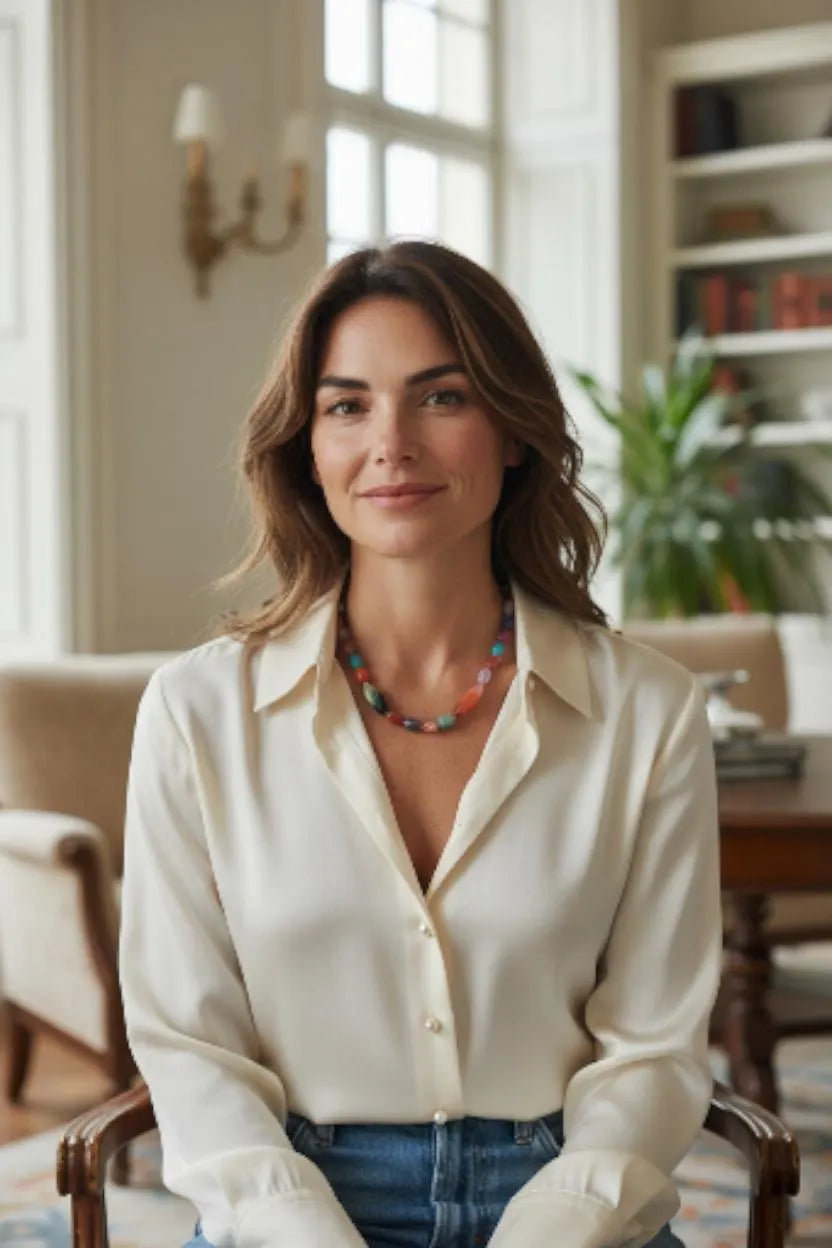 Chunky Multi-Color Agate Necklace handcrafted with vibrant natural agate stones in a bold statement design. This eye-catching jewelry piece combines colorful gemstones for a striking, boho-chic accessory perfect for casual wear, special occasions, or layering with other necklaces. Ideal as a thoughtful gift for women who love handmade statement jewelry, crystal healing properties, and artisan-crafted accessories that blend style, energy, and unique, colorful charm.