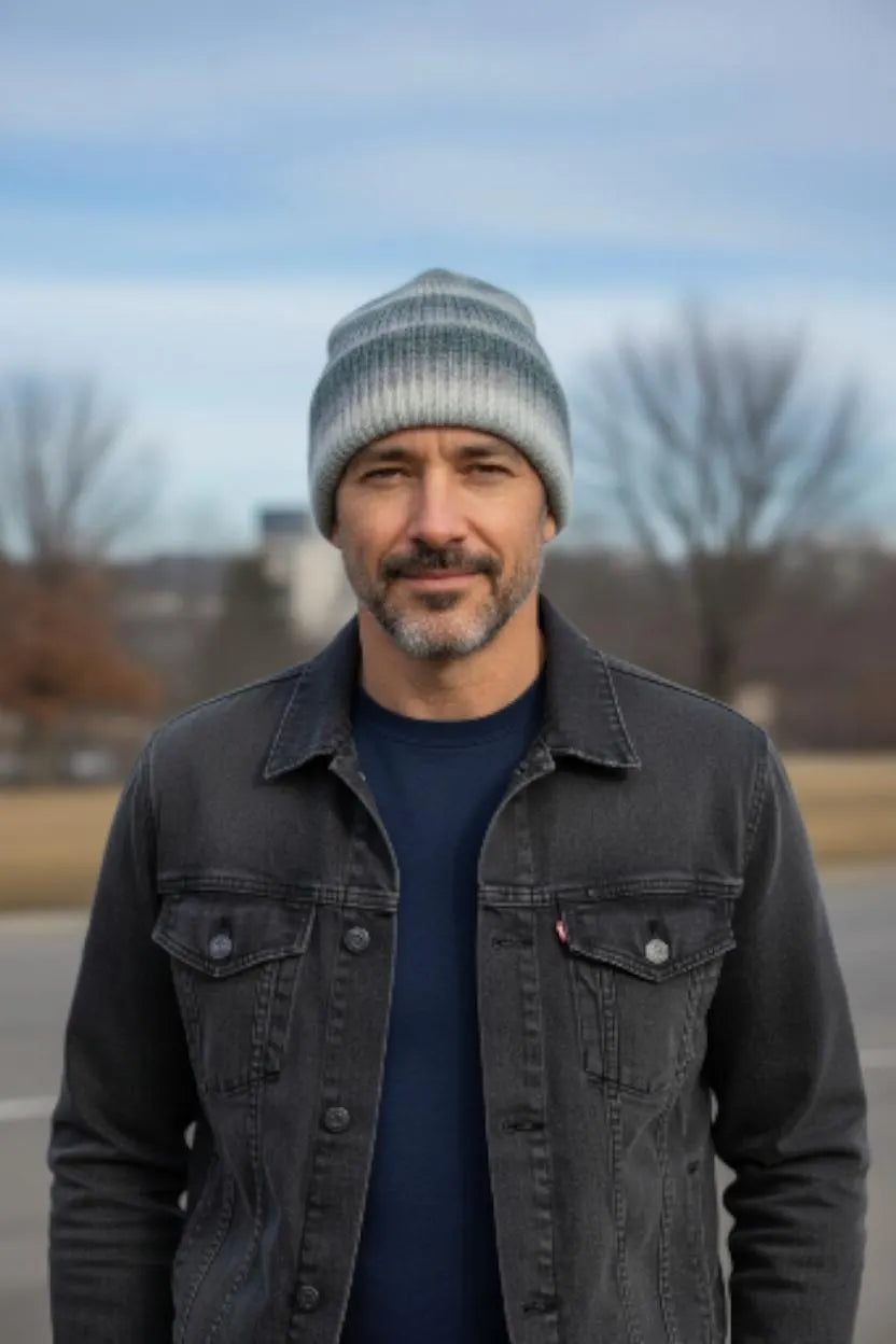 Stripe Gray Knit Hat