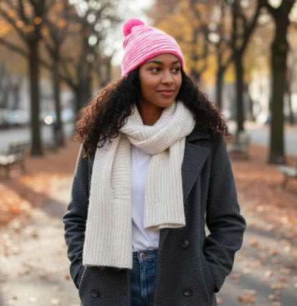 Stripe Pink Knit Hat