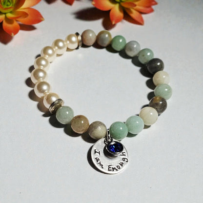 Agate Freshwater Pearl Bracelet designed as an inspirational healing accessory for women, combining green agate stones with delicate freshwater pearls. This empowering zodiac jewelry piece promotes balance, positivity, and emotional strength, making it a thoughtful gift for her. Perfect for daily wear or special occasions, the bracelet blends natural beauty with meaningful symbolism. Stylish and versatile, it complements both casual and elegant outfits.