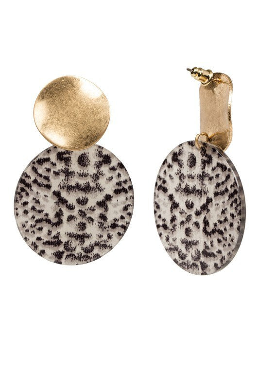 Jungle Vibes Boho Statement Earrings for Women featuring bold snakeskin pattern resin discs in an eye-catching animal print design. These lightweight earrings offer all-day comfort while making a fierce fashion statement. Perfect for adding a wild, adventurous touch to casual or festival outfits. A unique gift idea for her, these trendy earrings blend bohemian style with exotic jungle-inspired vibes for confident, standout looks.