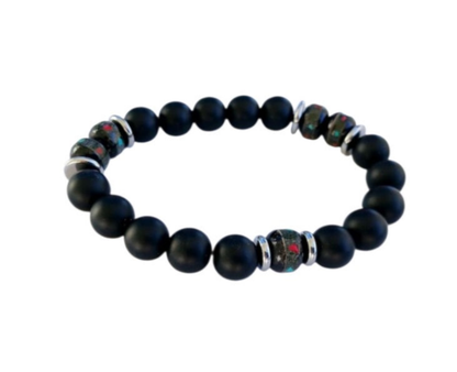 Men’s Tibetan Onyx & Yak Bone Bracelet – Spiritual Protection