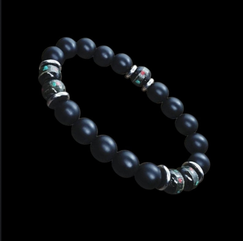 Men’s Tibetan Onyx & Yak Bone Bracelet – Spiritual Protection