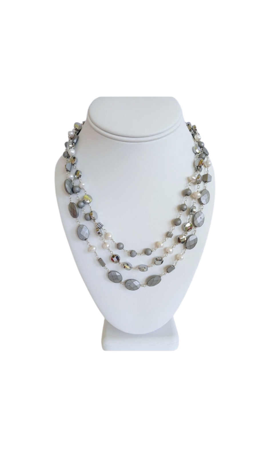 Natural Hematite and Pearl Beaded Necklace featuring a sparkly silver-tone design handcrafted for women who love elegant, unique jewelry. This eye-catching necklace combines the reflective shimmer of hematite with the soft luster of pearls, creating a sophisticated accessory perfect for both casual and formal wear. A thoughtful handmade gift for her, it blends natural beauty with artisanal style, making it a versatile statement piece for any jewelry collection.