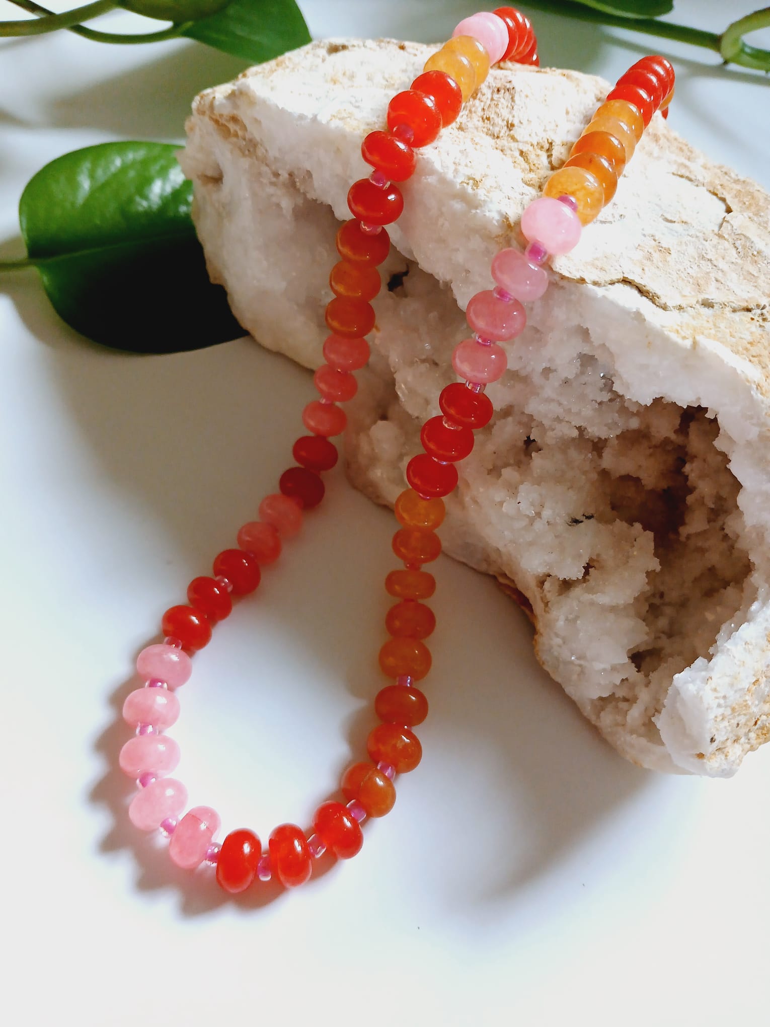 Natural Agate Beaded Necklace, handcrafted with vibrant crystal beads, designed as healing stone jewelry for women who love boho style accessories. This handmade gemstone necklace promotes balance and positive energy while adding a colorful, earthy touch to any outfit. Perfect as a meaningful gift for her, this versatile necklace blends artisanal craftsmanship with natural beauty, ideal for everyday wear, spiritual healing, or special occasions.