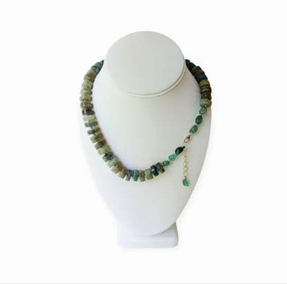 Natural Blue Kyanite Necklace for Women featuring polished button-shaped kyanite beads strung on a durable thread, finished with a sterling silver clasp for secure wear. This handmade gemstone necklace showcases the unique deep blue hues of kyanite, known for enhancing intuition and calmness. Perfect as a thoughtful gift for her, ideal for birthdays, anniversaries, or special occasions, combining elegance and spiritual energy.