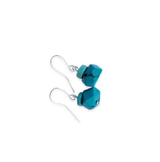 Natural Gemstone Turquoise Earrings crafted in vintage-inspired sterling silver, featuring handcrafted turquoise stones in a classic boho dangle design. Perfect for women who love earthy, artisan jewelry with timeless charm, these earrings add a pop of color and elegance to any look. Lightweight and eye-catching, they make a thoughtful handmade gift for birthdays, holidays, or special occasions. A stylish accessory blending natural beauty with vintage and bohemian flair.