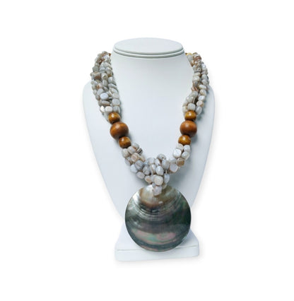 Pastel Blue Abalone Pendant Necklace
