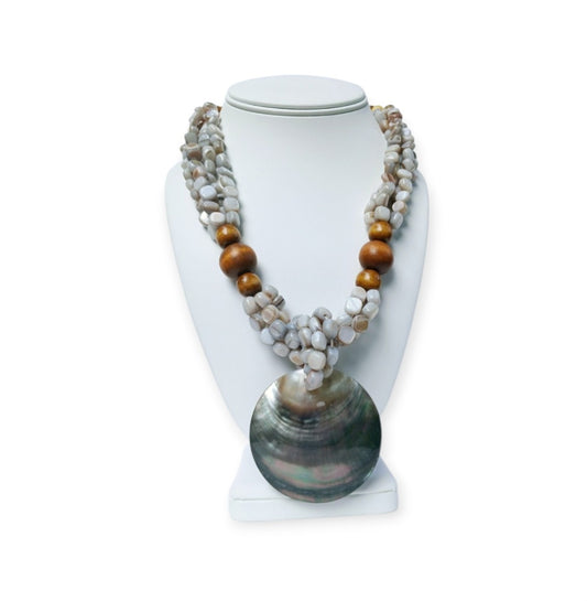 Pastel Blue Abalone Pendant Necklace