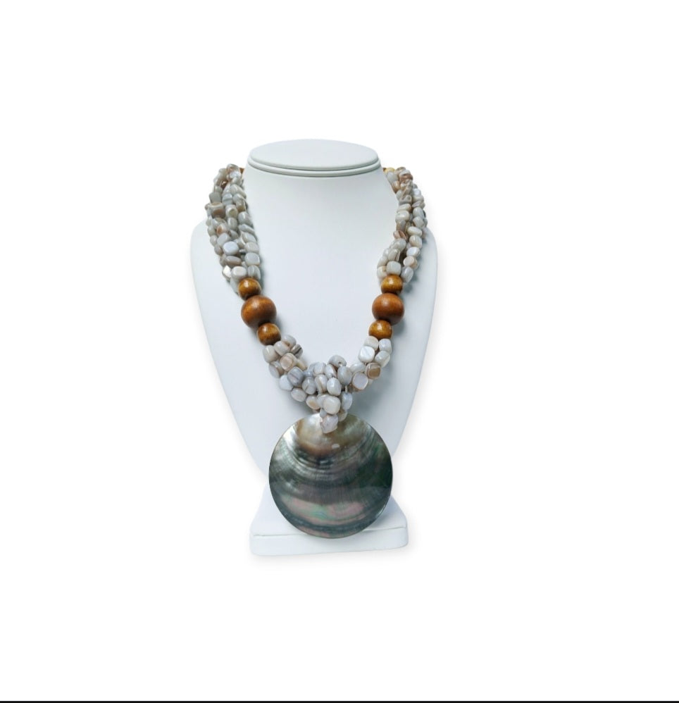 Pastel Blue Abalone Pendant Necklace