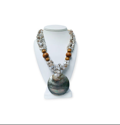 Pastel Blue Abalone Pendant Necklace