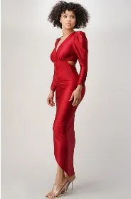 Puff Sleeve Ruched V Neck Dress is a long, elegant formal dress designed for women, perfect for weddings, prom, parties, and evening events. Featuring sexy cutout details, flattering ruching, and stylish puff sleeves, this dress combines sophistication with modern flair. Ideal for special occasions, it offers a graceful silhouette that enhances confidence and timeless elegance in any formal setting.