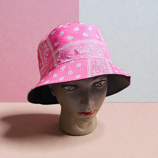 Pink Paisley Bandana Bucket Hat