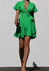 Ruffled Woven Mini Dress is a stylish wrap dress for women, perfect for summer casual wear, beach days, or fun party occasions. This flowy mini dress features playful ruffles and a flattering wrap design that enhances comfort and movement. Lightweight and breathable, it’s an ideal choice for warm weather, combining cute, feminine style with easygoing versatility for daytime outings or casual evening events.