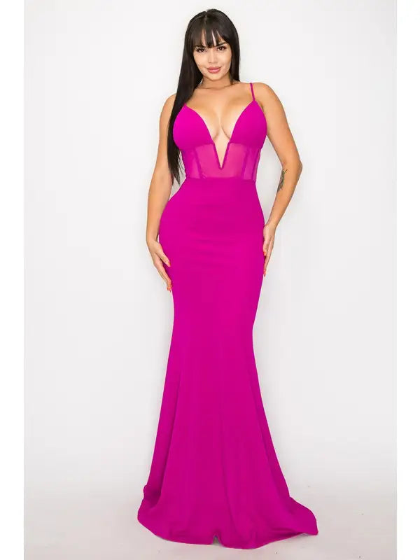 Techno crepe V-neck corset dress featuring a fitted bodycon silhouette with a dramatic mermaid skirt. This elegant formal evening gown for women includes a zipper back for a secure fit and sleek finish. Perfect for parties, special events, or upscale occasions, the dress combines modern fabric technology with classic style, offering sophistication and comfort in one stunning outfit.