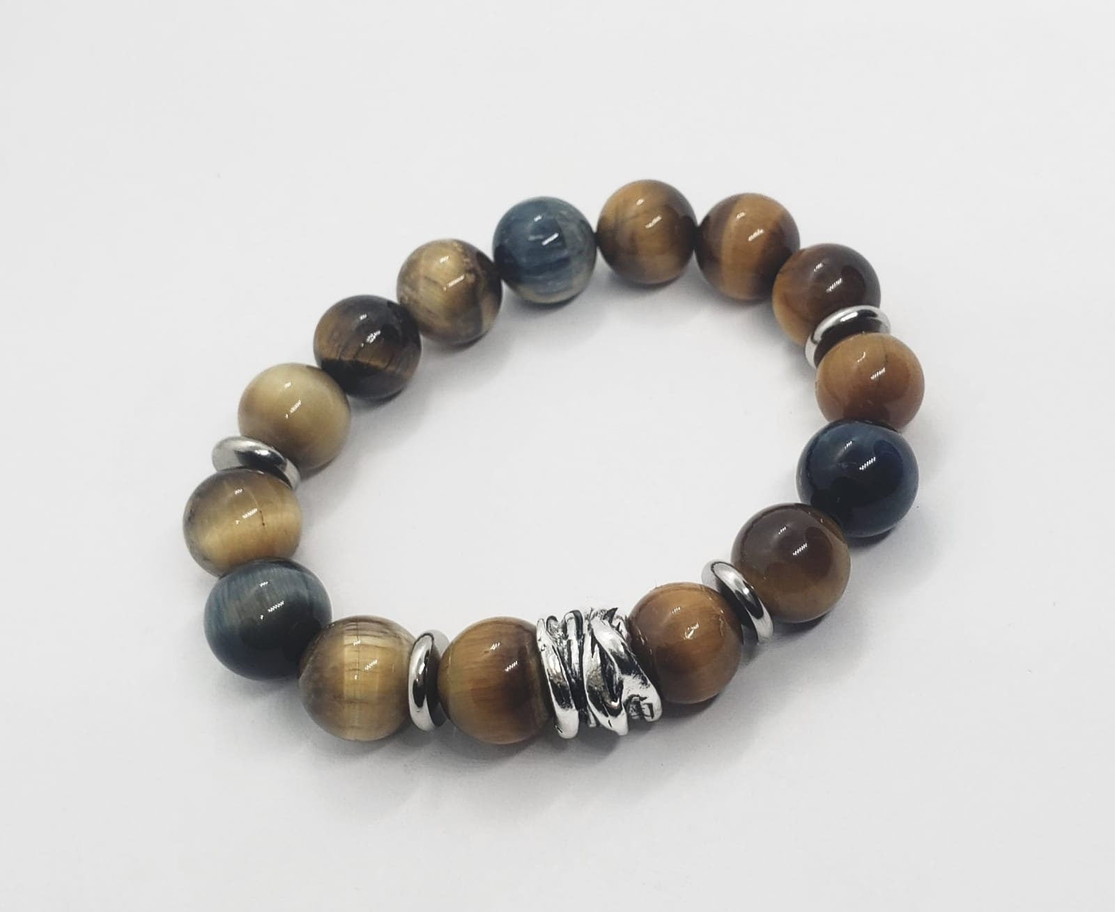 Tiger Eye Stretch Bracelet designed for men, featuring natural brown gemstone beads handcrafted into a stylish healing jewelry piece. This durable bracelet combines the grounding and protective properties of tiger eye stones, promoting positive energy and balance. Perfect as a thoughtful gift for him, this handmade stretch bracelet offers comfort and spiritual benefits, making it ideal for everyday wear or meditation practices with artisanal craftsmanship and natural beauty.