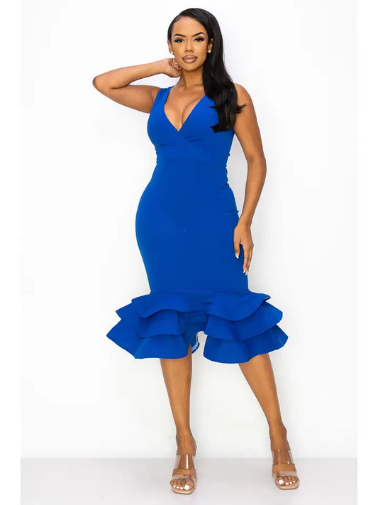 Triple Ruffle Mini Dress featuring a flattering V-neckline and tiered ruffle hem for a playful, feminine look. This flowy, lightweight dress is perfect for summer days, casual outings, or elegant parties. Designed for women who love comfort and style, the short silhouette creates effortless movement and charm. An ideal warm-weather outfit or gift, this dress blends chic design with easy elegance for any occasion.