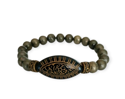 Pyrite Bracelet with 8mm handmade beaded crystals, designed to promote abundance, good luck, and positive spiritual energy. This unisex bracelet combines shimmering pyrite stones crafted into a stylish accessory for both women and men. Perfect as a meaningful gift, it supports confidence, prosperity, and protection. Lightweight and versatile, this abundance bracelet blends healing properties with elegant, handmade jewelry for everyday wear or special occasions.