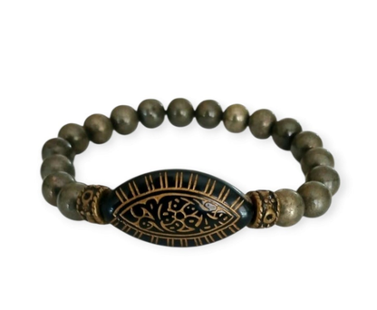 Pyrite Bracelet with 8mm handmade beaded crystals, designed to promote abundance, good luck, and positive spiritual energy. This unisex bracelet combines shimmering pyrite stones crafted into a stylish accessory for both women and men. Perfect as a meaningful gift, it supports confidence, prosperity, and protection. Lightweight and versatile, this abundance bracelet blends healing properties with elegant, handmade jewelry for everyday wear or special occasions.