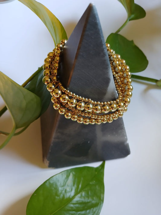 Gold Bead Bracelet Set